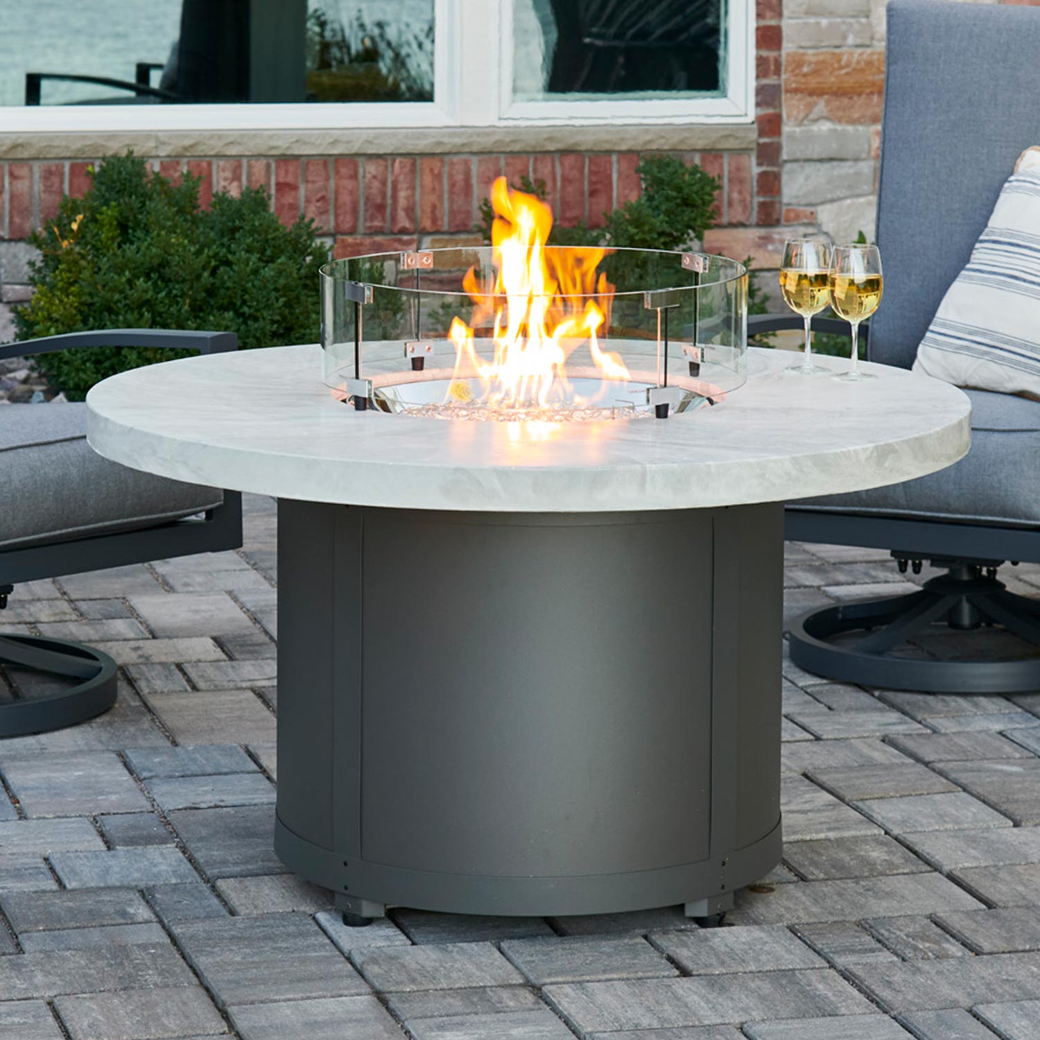Outdoor round fire pit table discount
