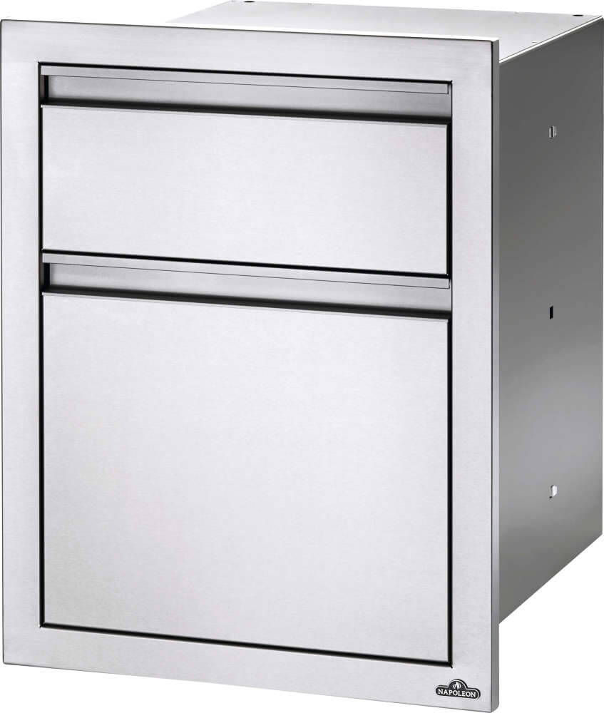 Napoleon 18" x 24" Double Drawer Waste Bin, Stainless Steel BI-1824-1W