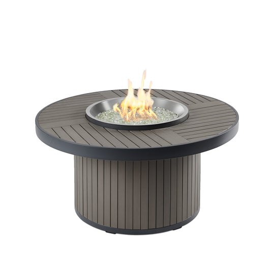 Brooks Round Gas Fire Pit Table w/ Glass Guard BRK-20-19-K/GG-20R