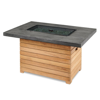 Darien Rectangular Gas Fire Pit Table w/ Glass Guard DAR-1224-EBG-K/GG-1224