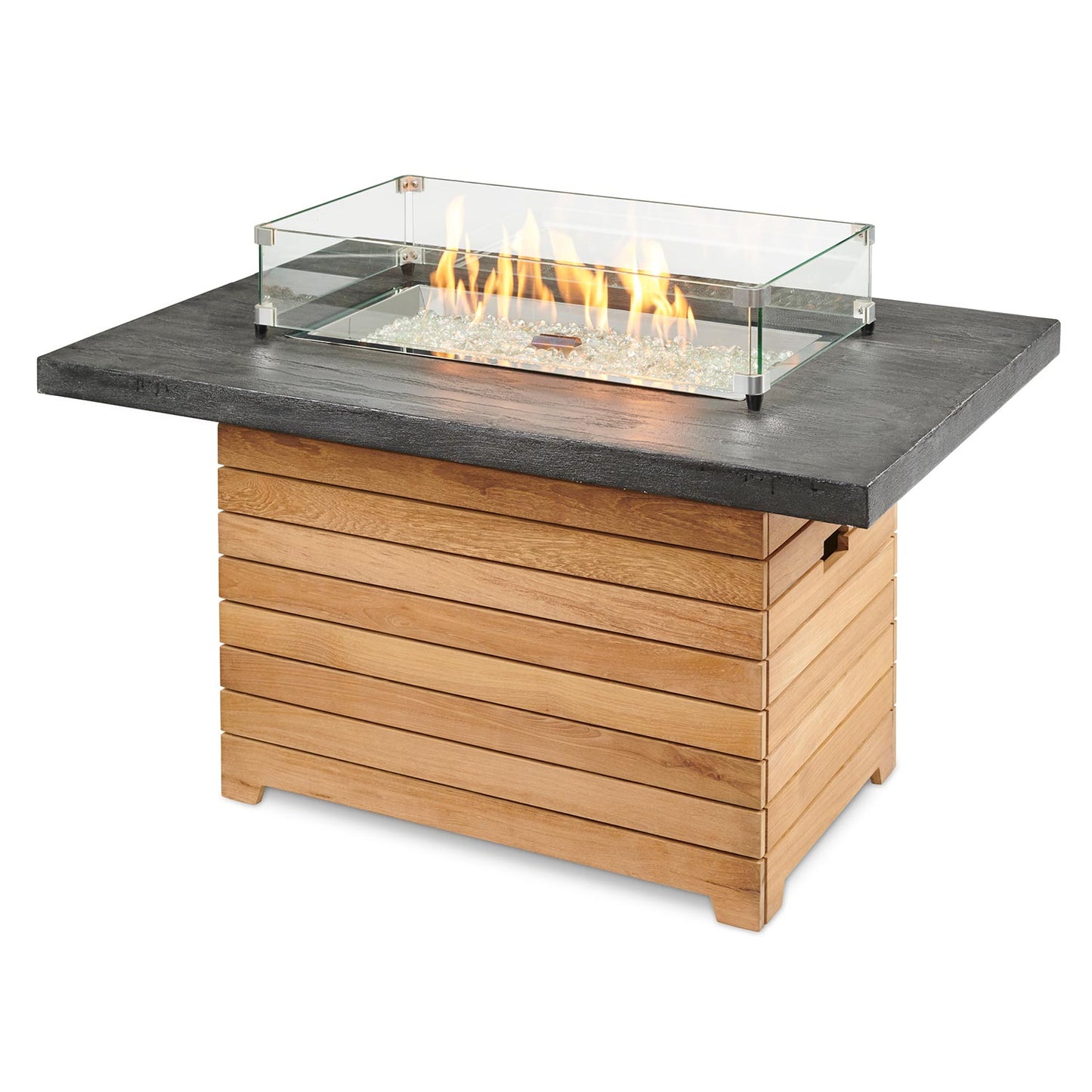 Darien Rectangular Gas Fire Pit Table w/ Glass Guard DAR-1224-EBG-K/GG-1224