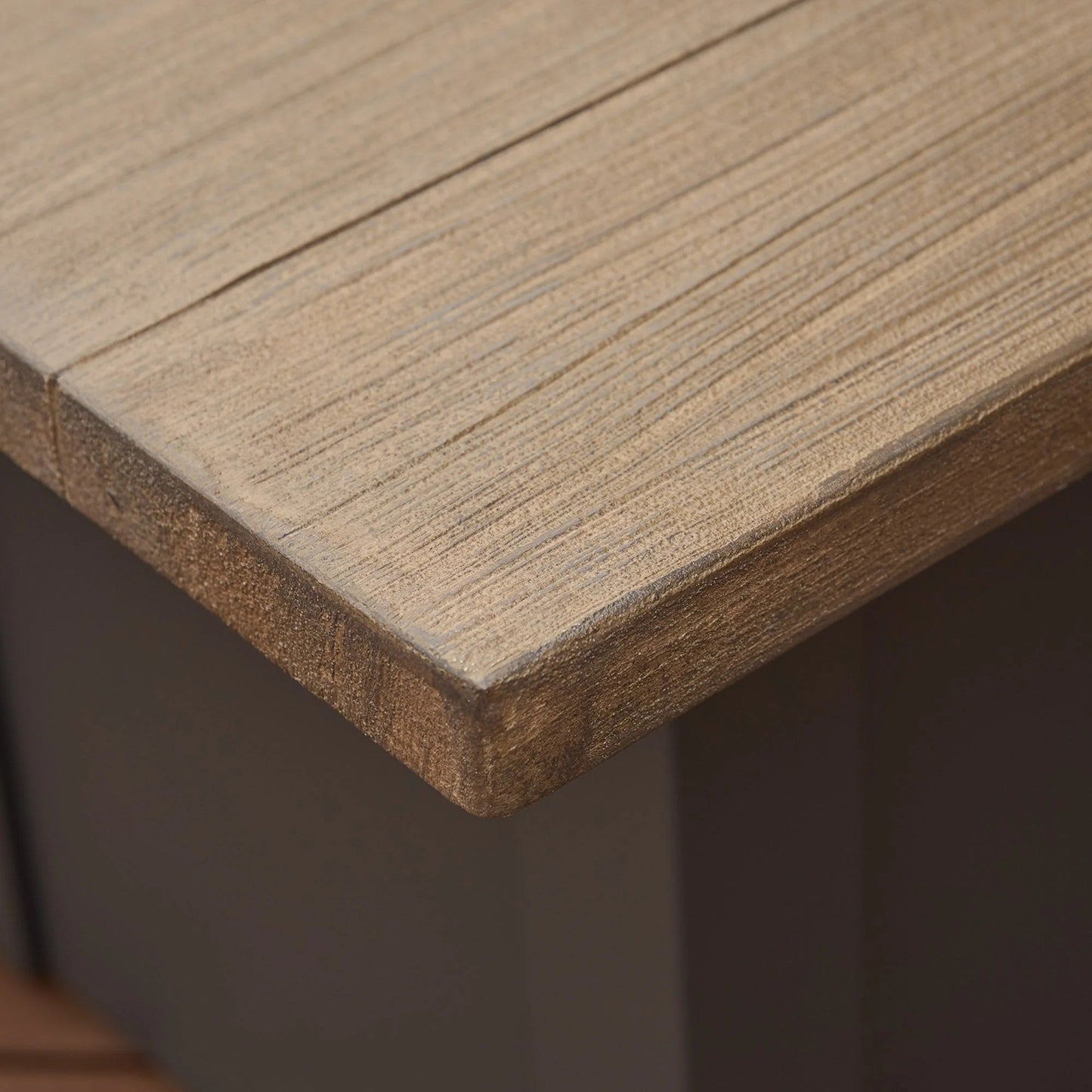 Havenwood Rectangular Gas Fire Pit Table with Driftwood Top & Luverne Black Base w/ Glass Guard HWADB-1224-K/GG-1224