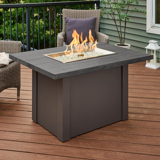 Havenwood Rectangular Gas Fire Pit Table w/ Glass Guard HVGG-1224-K/GG-1224