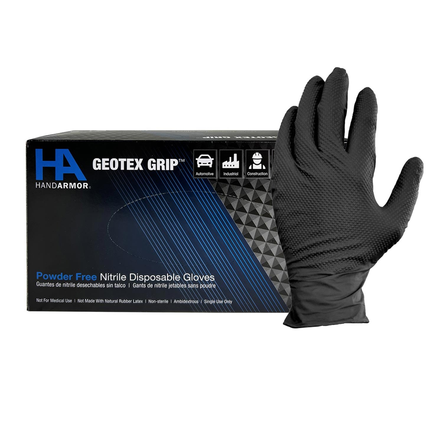 Hand Armor Disposable Nitrile Gloves 9 mil - Textured Grip (100 count box)