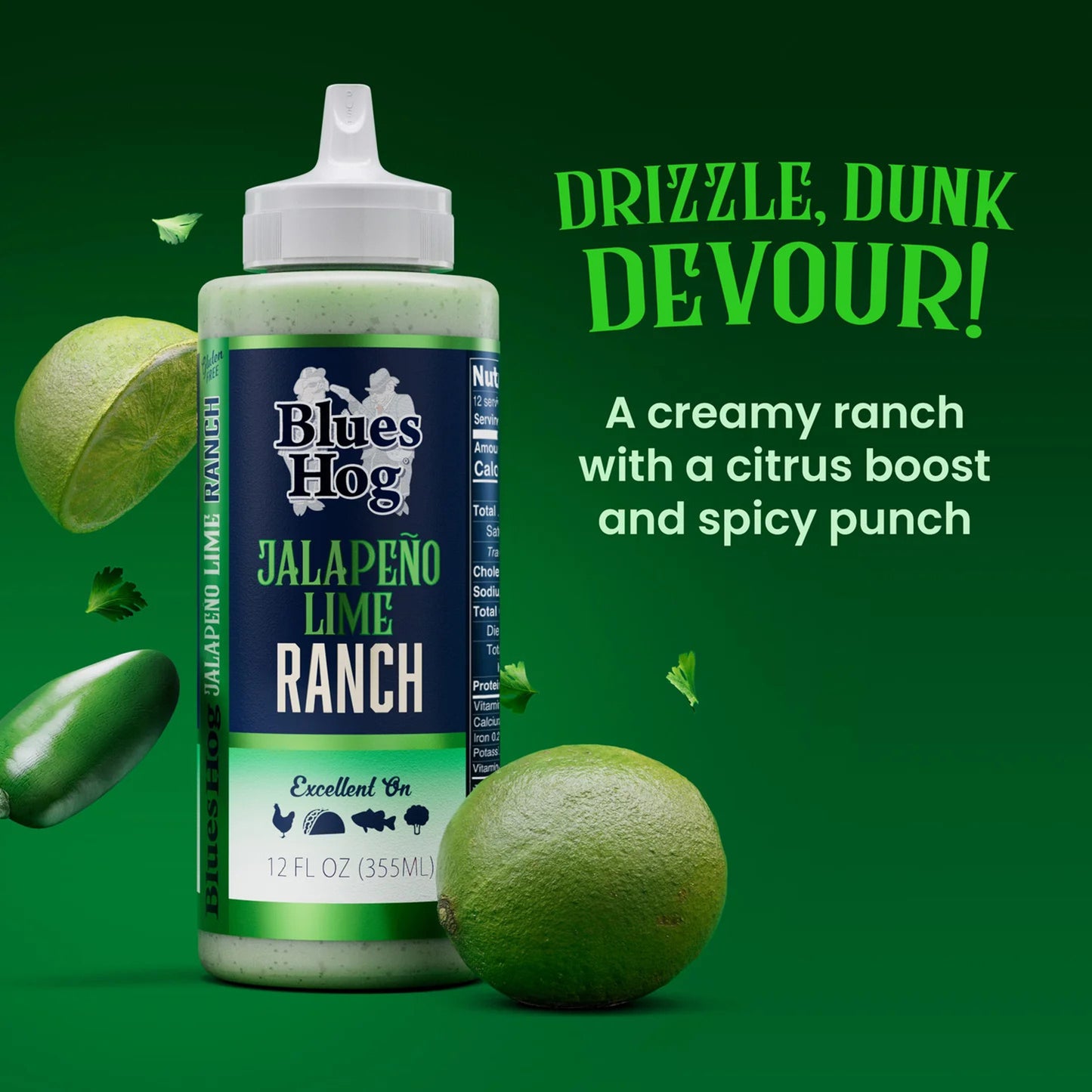 Blues Hog Jalapeno Lime Ranch Dipping Sauce (12 oz) Squeeze Bottle