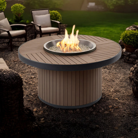 Kenwood Round Chat Height Fire Pit Table w/ Glass Guard KW-20-19-K/GG-20R