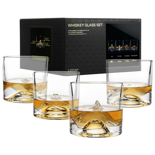 The Peaks Crystal Bourbon Whiskey Glasses - Set of 4 - LIITON