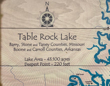 Load image into Gallery viewer, Meissenburg 17&quot; x 23&quot; Table Rock Lake Map Sign (Wood)
