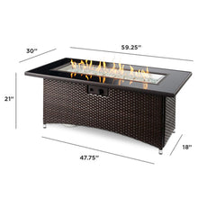 Load image into Gallery viewer, Balsam Montego Linear Gas Fire Pit Table w/12&quot; x 42&quot; Glass Guard
