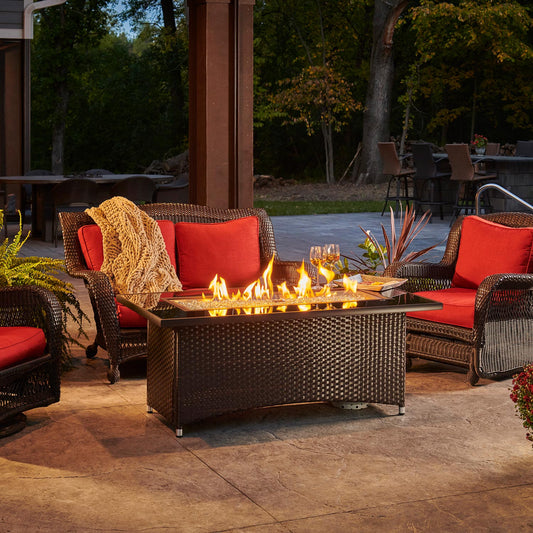 Balsam Montego Linear Gas Fire Pit Table w/ Glass Guard MG-1242-BLSM-K/GG-1242