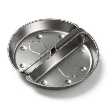 Stainless steel durable drip pans for medium big green egg on a white background