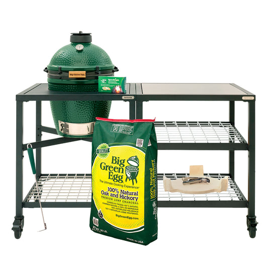 Medium Big Green Egg + Modular Nest + Expansion Package- (1) Solid Stainless (2) Stainless Grid