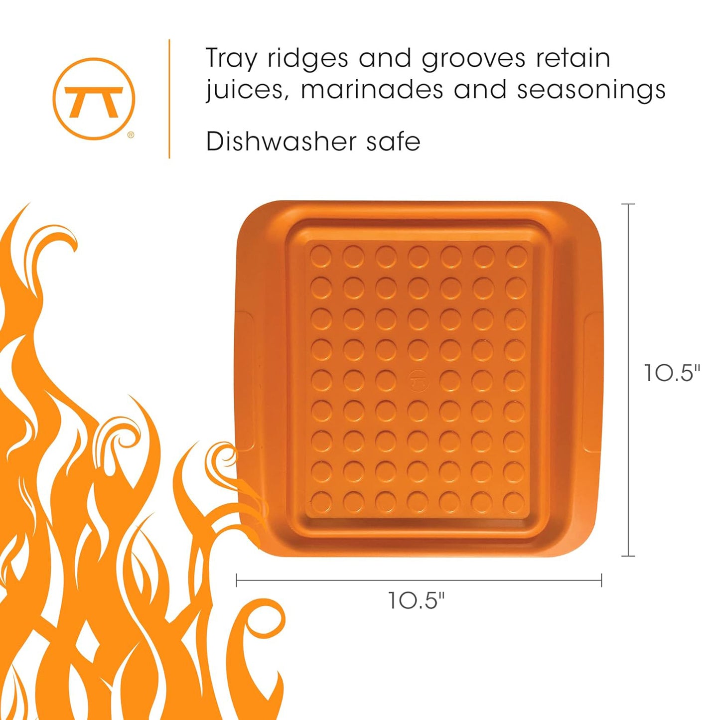 Outset Grill Prep Trays (Set of 2 Small Trays) 10.5" x 10.5" - Orange & Black 66623