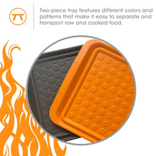 Load image into Gallery viewer, Outset Grill Prep Trays (Set of 2 Small Trays) 10.5&quot; x 10.5&quot; - Orange &amp; Black
