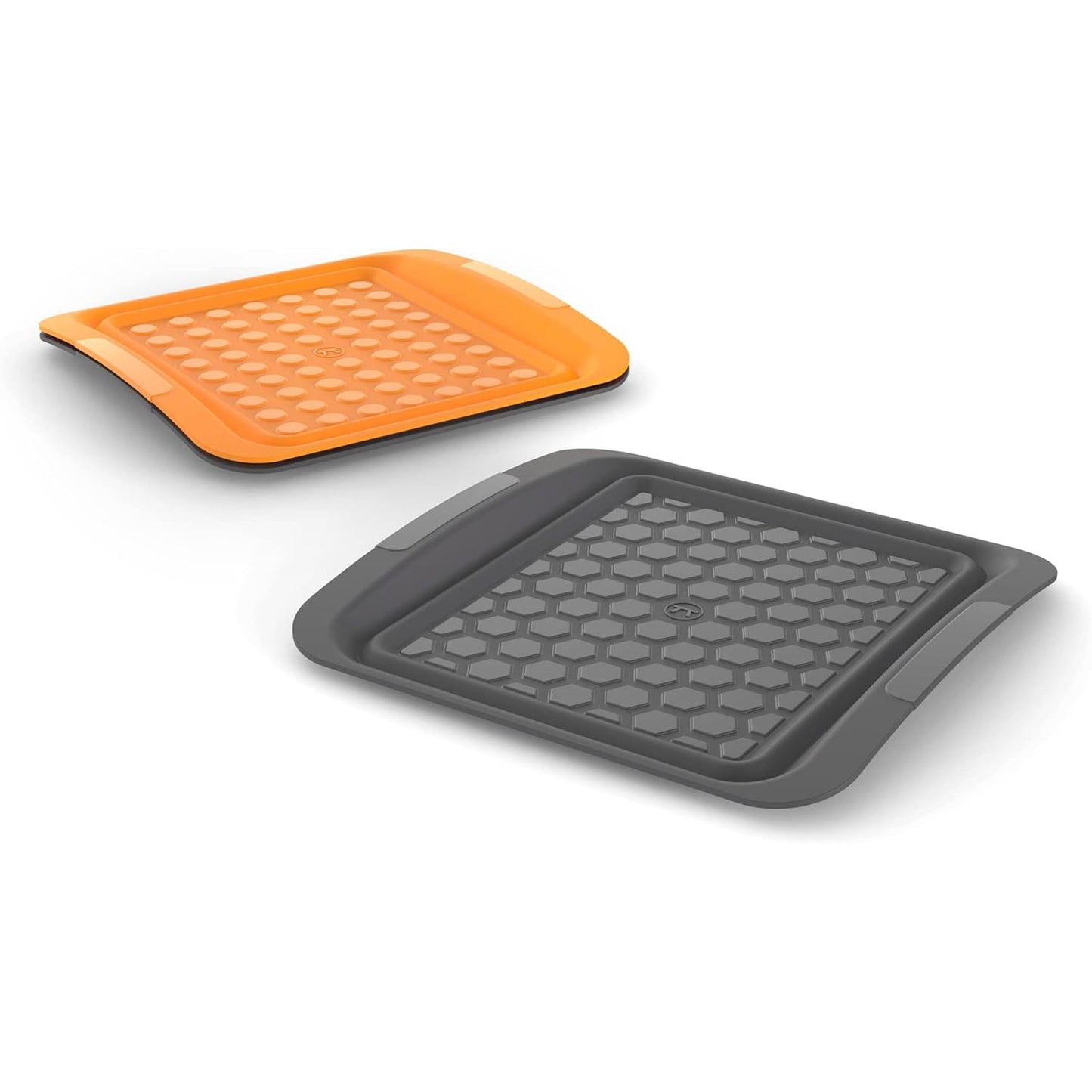 Outset Grill Prep Trays (Set of 2 Small Trays) 10.5" x 10.5" - Orange & Black 66623