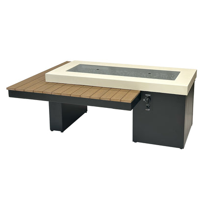 Uptown Antique Mahogany Linear Gas Fire Pit Table w/ Glass Guard UPT-1242-AMH/GG-1242