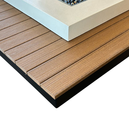 Uptown Antique Mahogany Linear Gas Fire Pit Table w/ Glass Guard UPT-1242-AMH/GG-1242