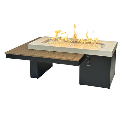 Uptown Antique Mahogany Linear Gas Fire Pit Table w/ Glass Guard UPT-1242-AMH/GG-1242