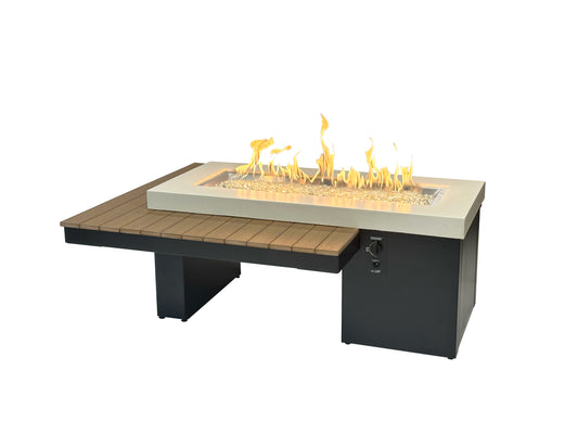 Uptown Antique Mahogany Linear Gas Fire Pit Table w/ Glass Guard UPT-1242-AMH/GG-1242