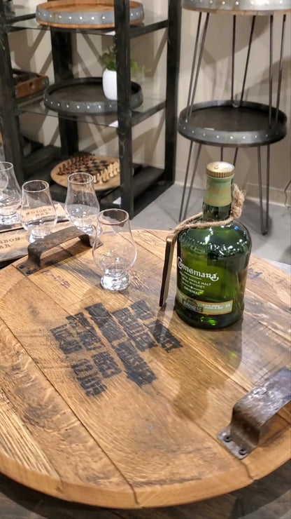 Whiskey Barrel Head Lazy Susan
