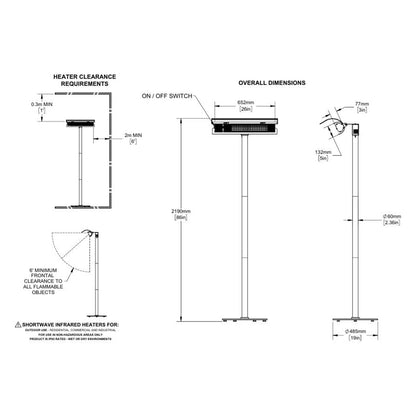 Aura Patio Plus Weatherproof Infrared Patio Heater w- Remote Control AURAPP15120SS