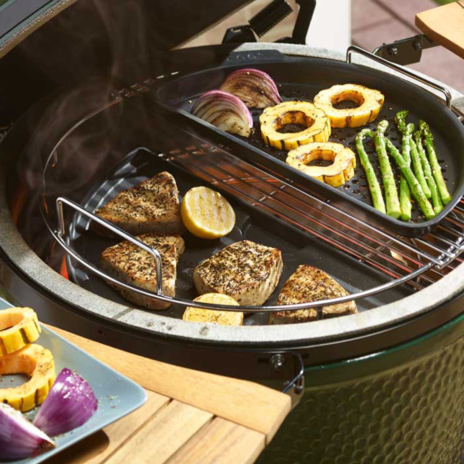 Big Green Egg - Plancha Griddle Halve Maan EGGspander) Large Big Green Egg - Plancha Griddle Halve Maan EGGspander) Large