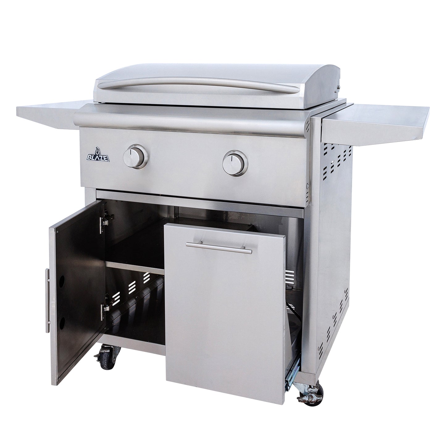 Blaze 30" LTE PLUS 2-Burner Built-In Gas Griddle w/ Grill Cart - BLZ-GRIDDLE-LTE3 + BLZ-GRIDDLE-CART-SC2