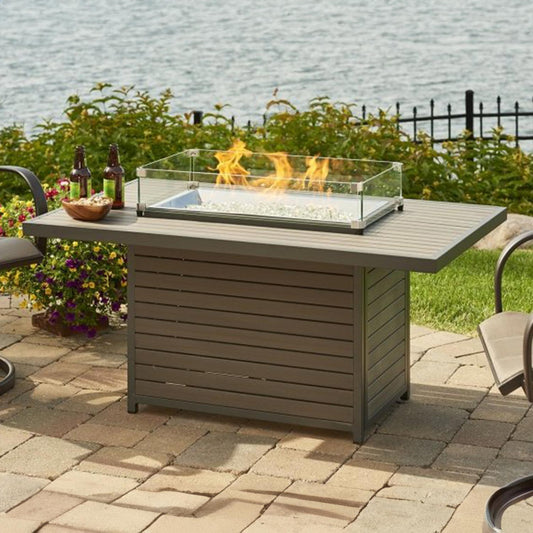 Brooks Rectangular Gas Fire Pit Table w/ Glass Guard BRK-1224-K/GG-1224