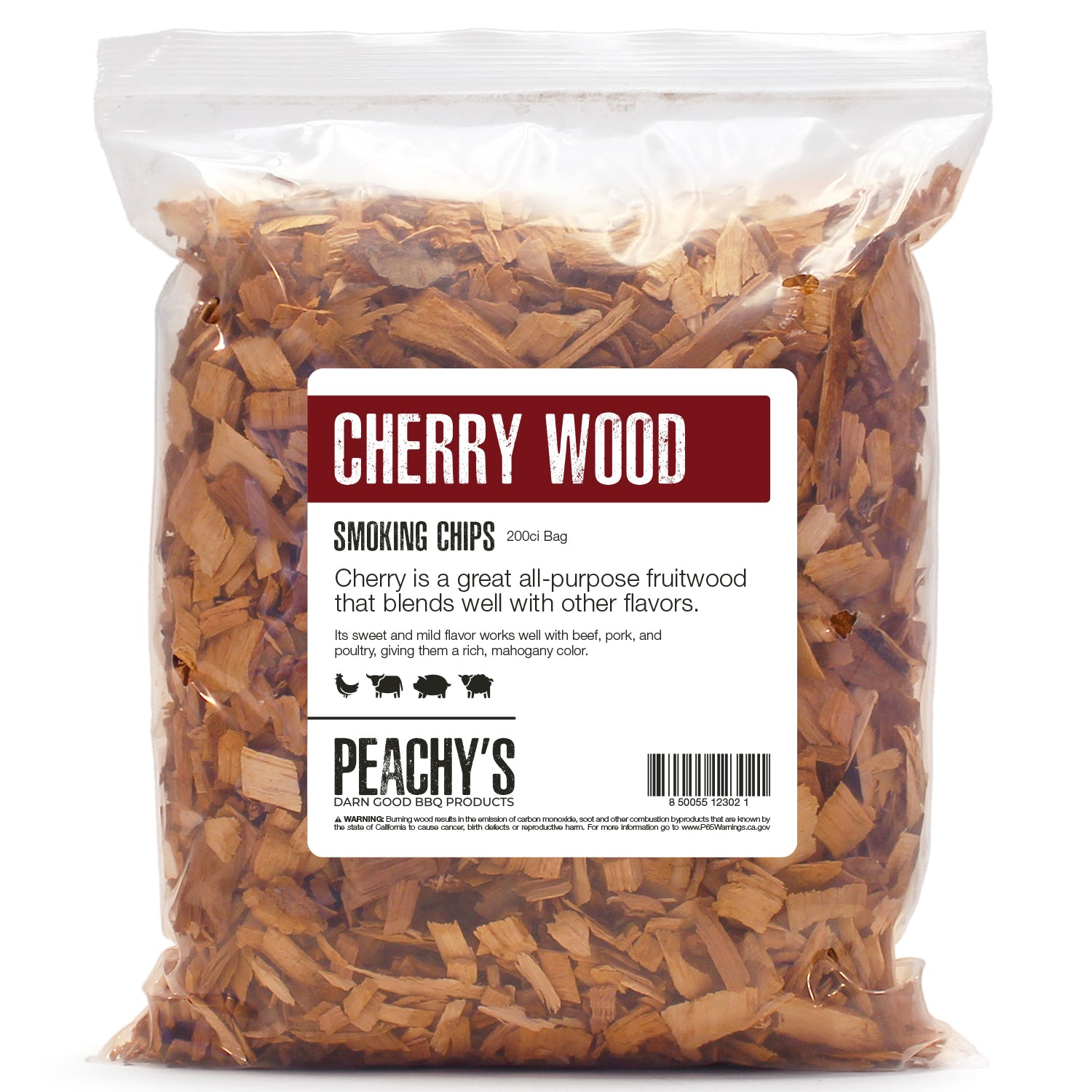 CHERRY Chips | 200ci Bag of Premium Smoking Woods by PEACHY'S