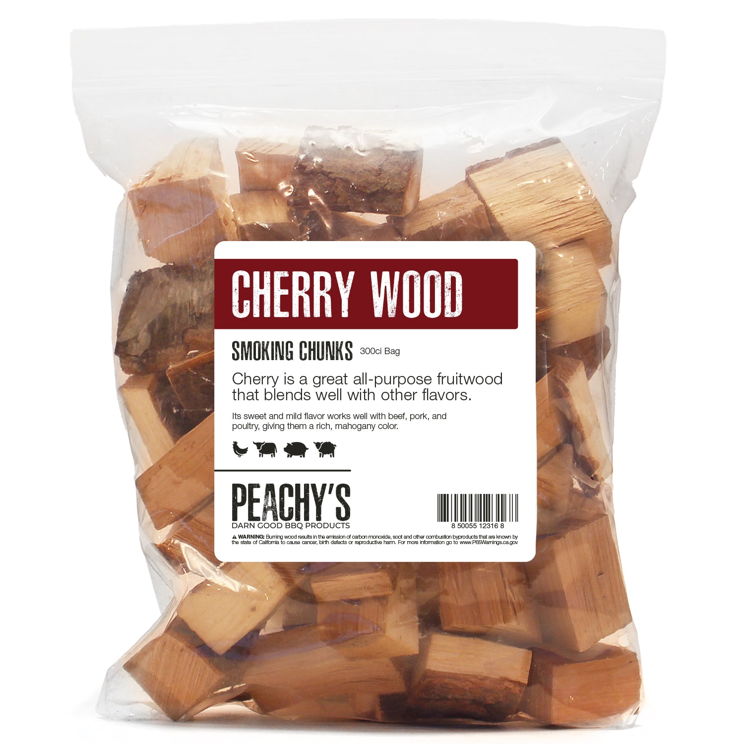 CHERRY Chunks | 300ci Bag of Premium Smoking Woods by PEACHY'S