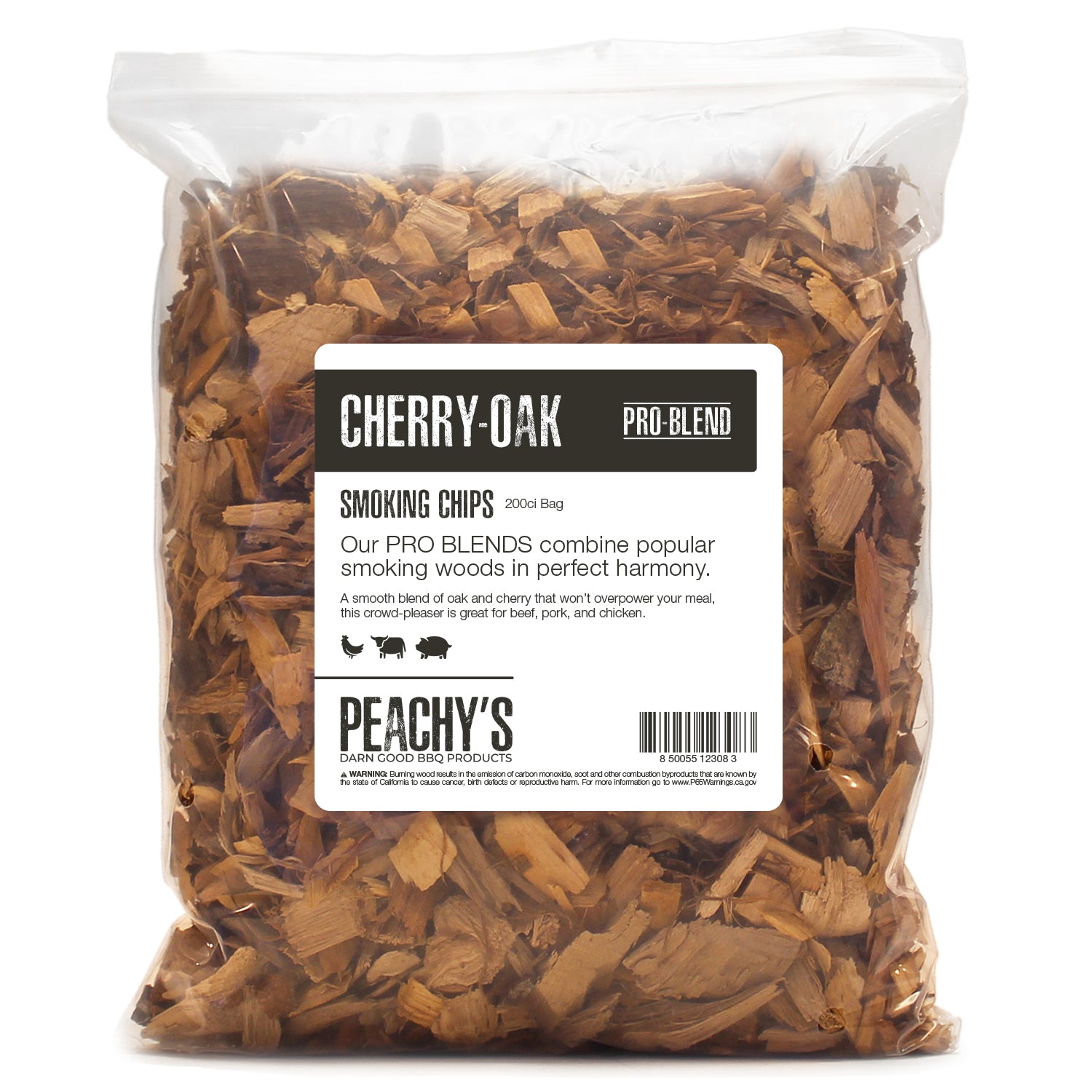 CHERRY OAK Pro Blend Chips 200ci Bag of Premium Smoking Woods by PEACHY S