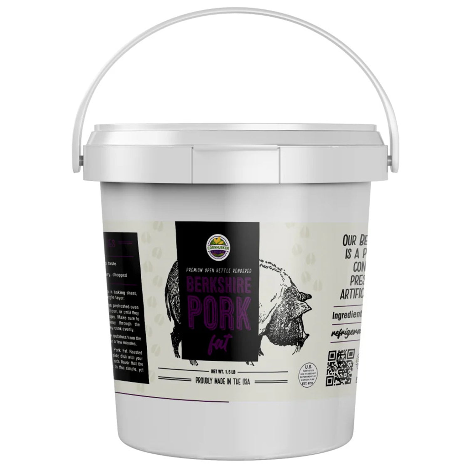 Premium Rendered BERKSHIRE PORK FAT (LARD) (1.5lb tub)
