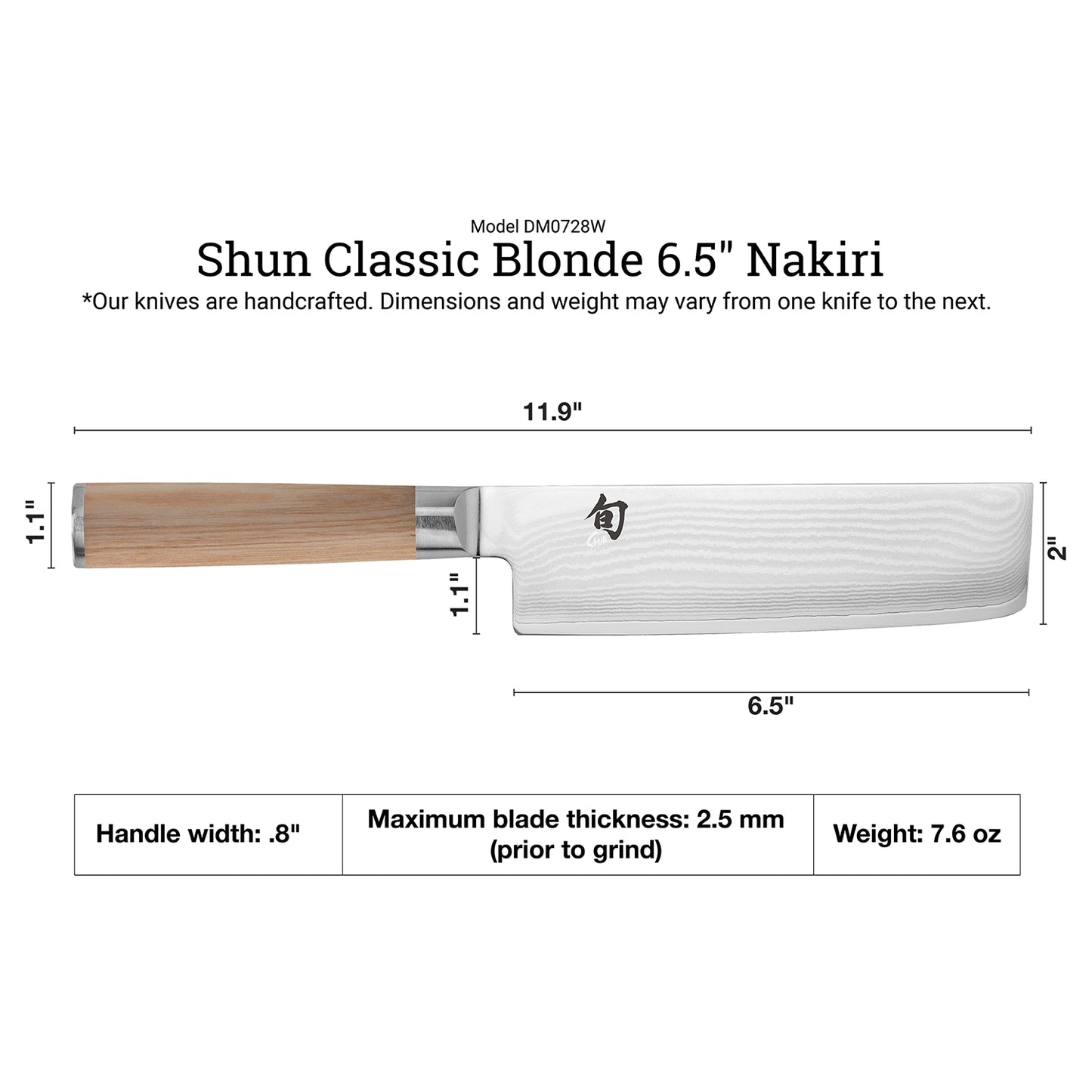 Shun Classic Blonde 6.5" Nakiri Knife DM0728W