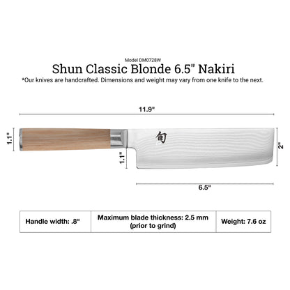 Shun Classic Blonde 6.5" Nakiri Knife DM0728W