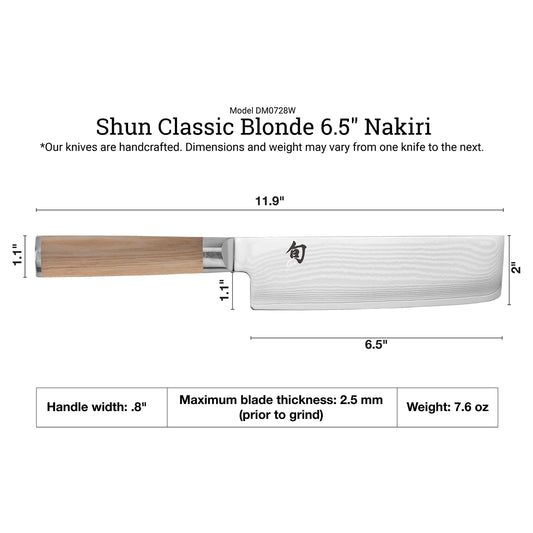 Shun Classic Blonde 6.5" Nakiri Knife DM0728W