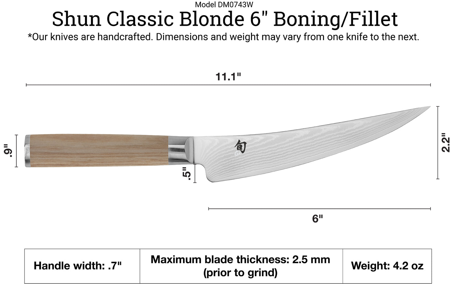 Shun Classic Blonde 6" Boning & Fillet Knife DM0743W