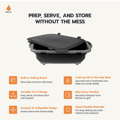 prep, serve, and store without the mess drip ez bbq food prep tubs