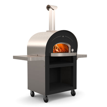 Hearthstone Genio Wood-Fired Pizza Oven 4.0 (Stainless/Black) w/ Rolling Base