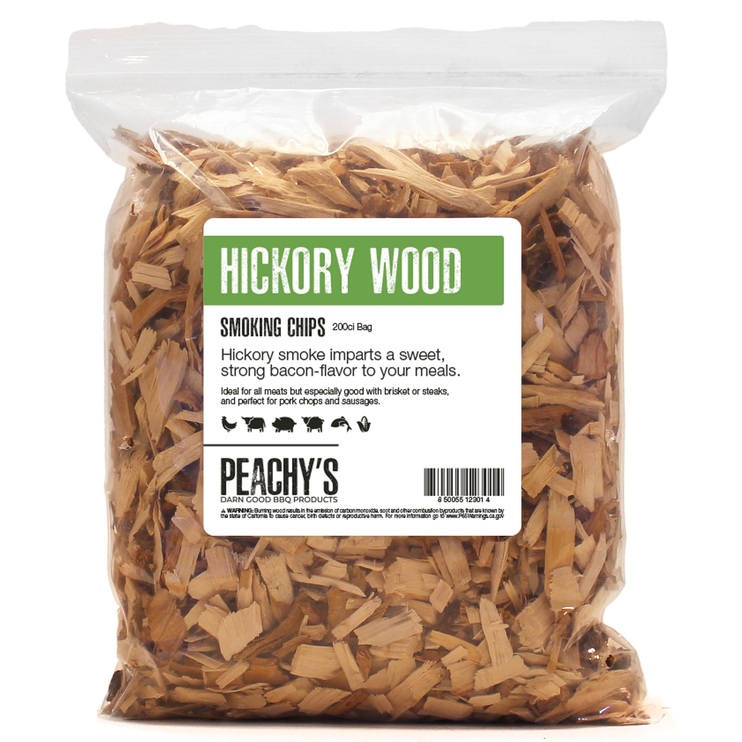 HICKORY Chips | 200ci Bag of Premium Smoking Woods by PEACHY'S