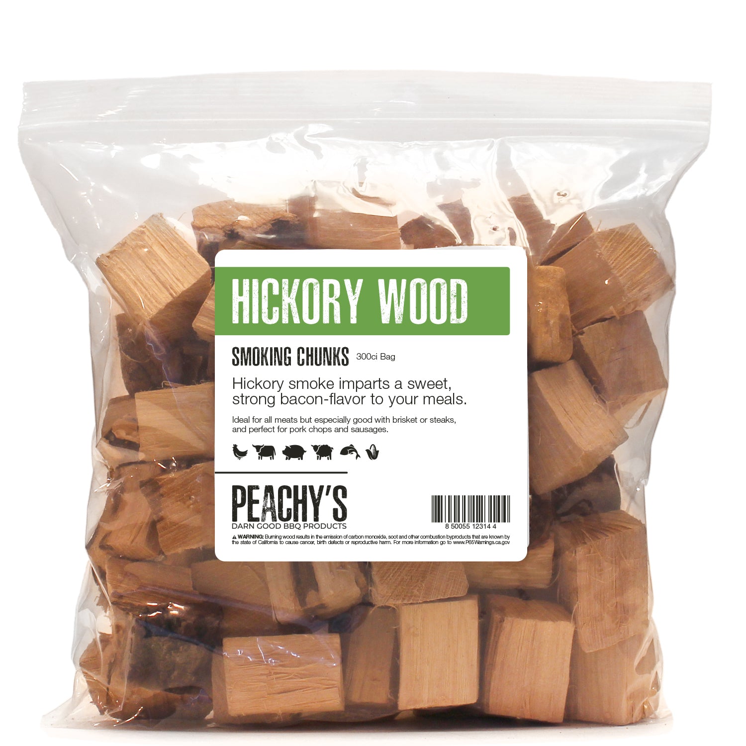 HICKORY Chunks | 300ci Bag of Premium Smoking Woods by PEACHY'S