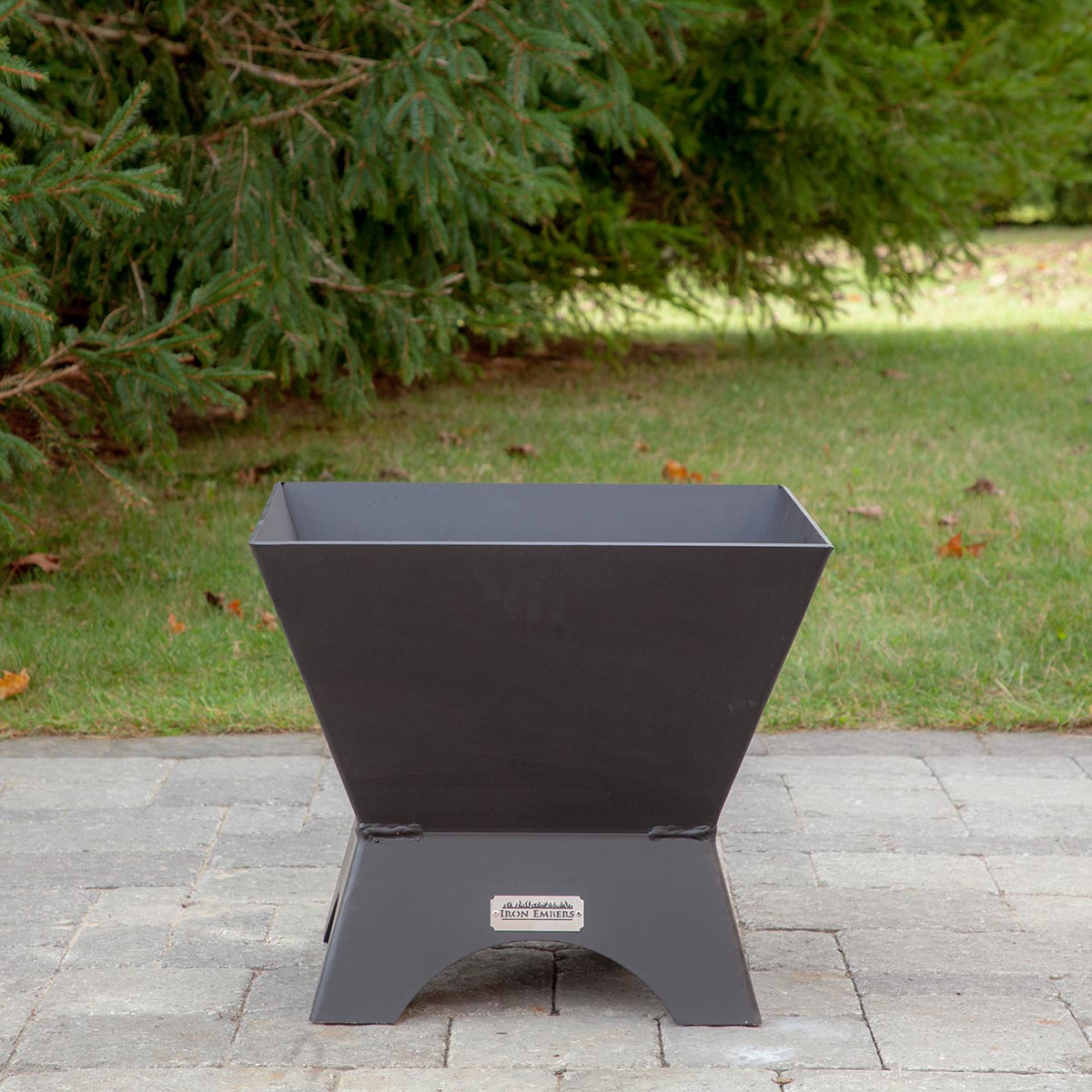 Iron Embers 24" Modern Cube Fire Pit Package with Spark Screen (Single Door)
