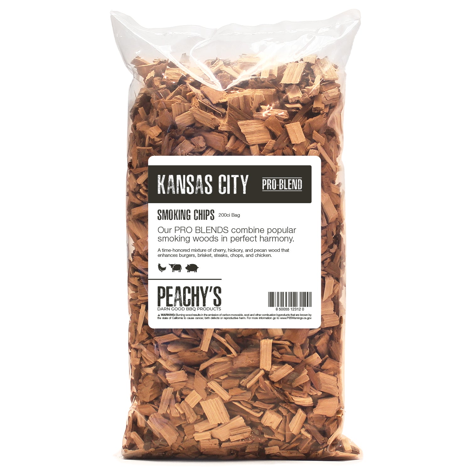 KANSAS CITY PRO-BLEND Chips | 200ci Bag of Premium Smoking Woods by PEACHY'S