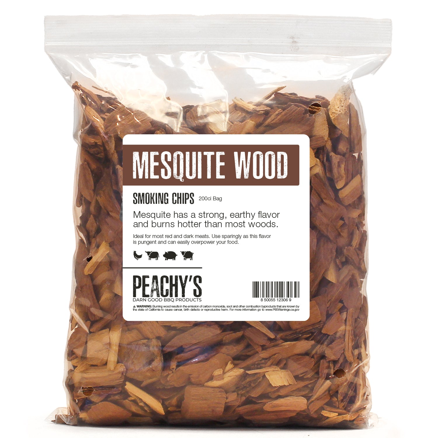 MESQUITE Chips | 200ci Bag of Premium Smoking Woods by PEACHY'S