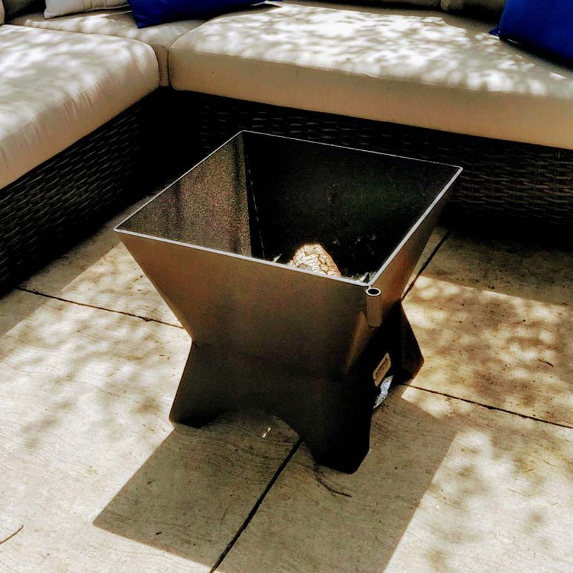Iron Embers 24" Modern Cube Fire Pit Package with Spark Screen (Single Door)