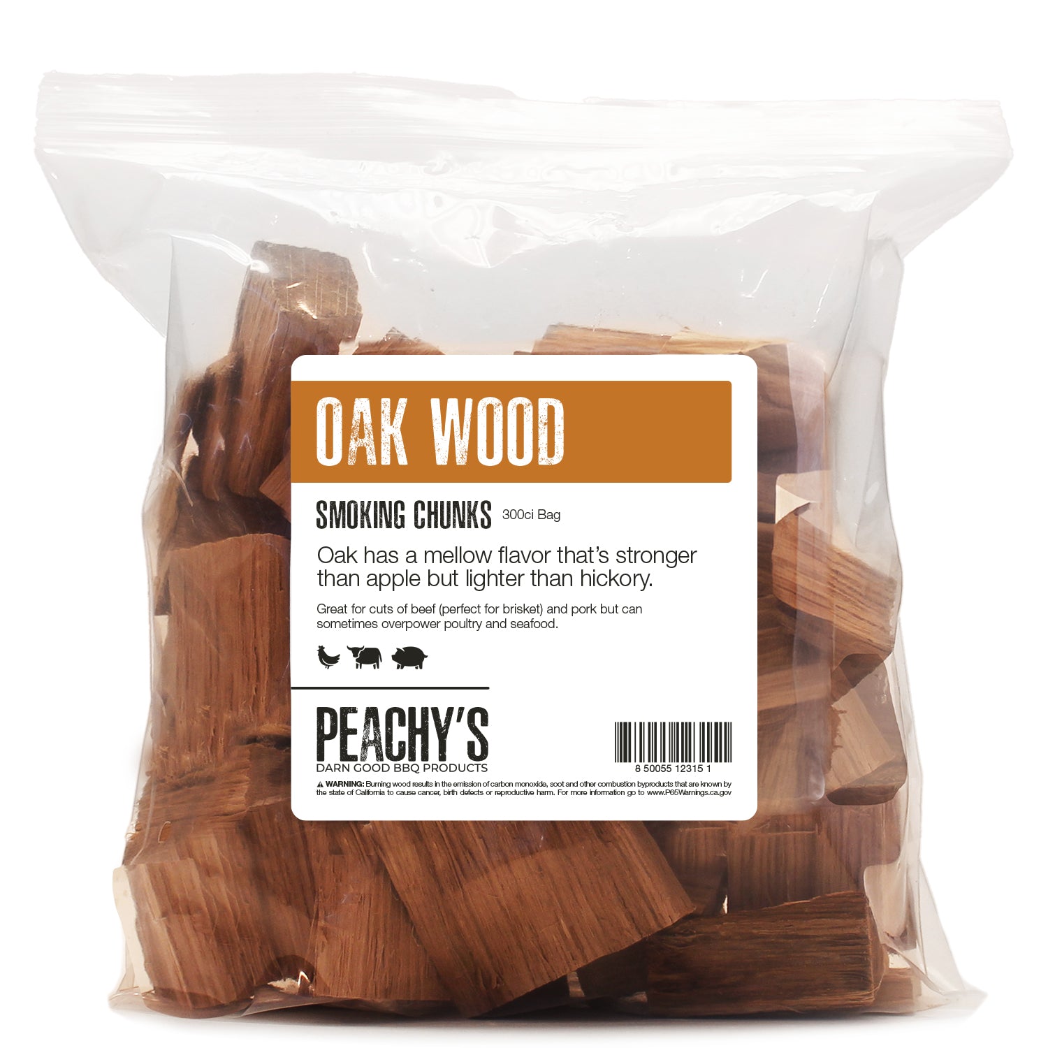 PEACHY S Oak Chunks Premium Smoking Woods 300ci Bag