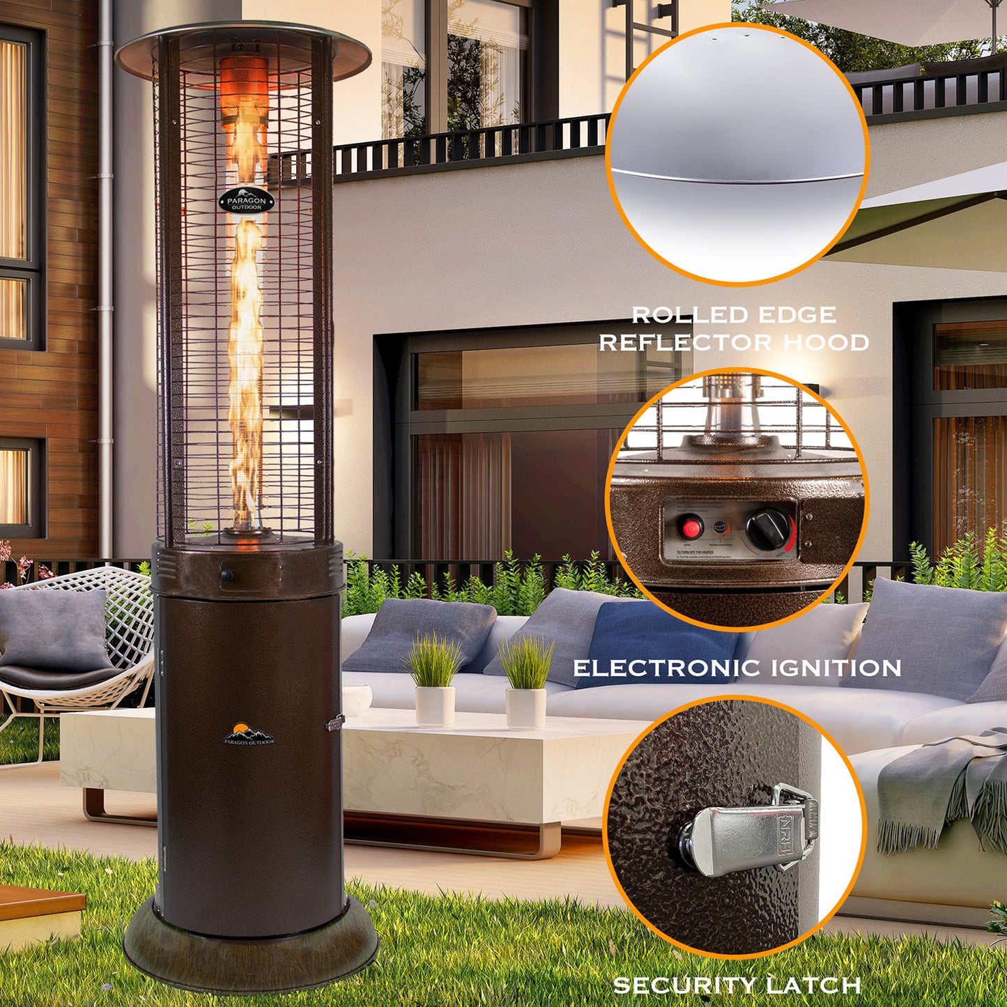 Paragon Outdoor SHINE Gas Flame Tower Heater (Hammered Bronze) OH-M744B