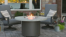 Load and play video in Gallery viewer, Beacon Round Gas Fire Pit Table (White Onyx) w/ Glass Guard
