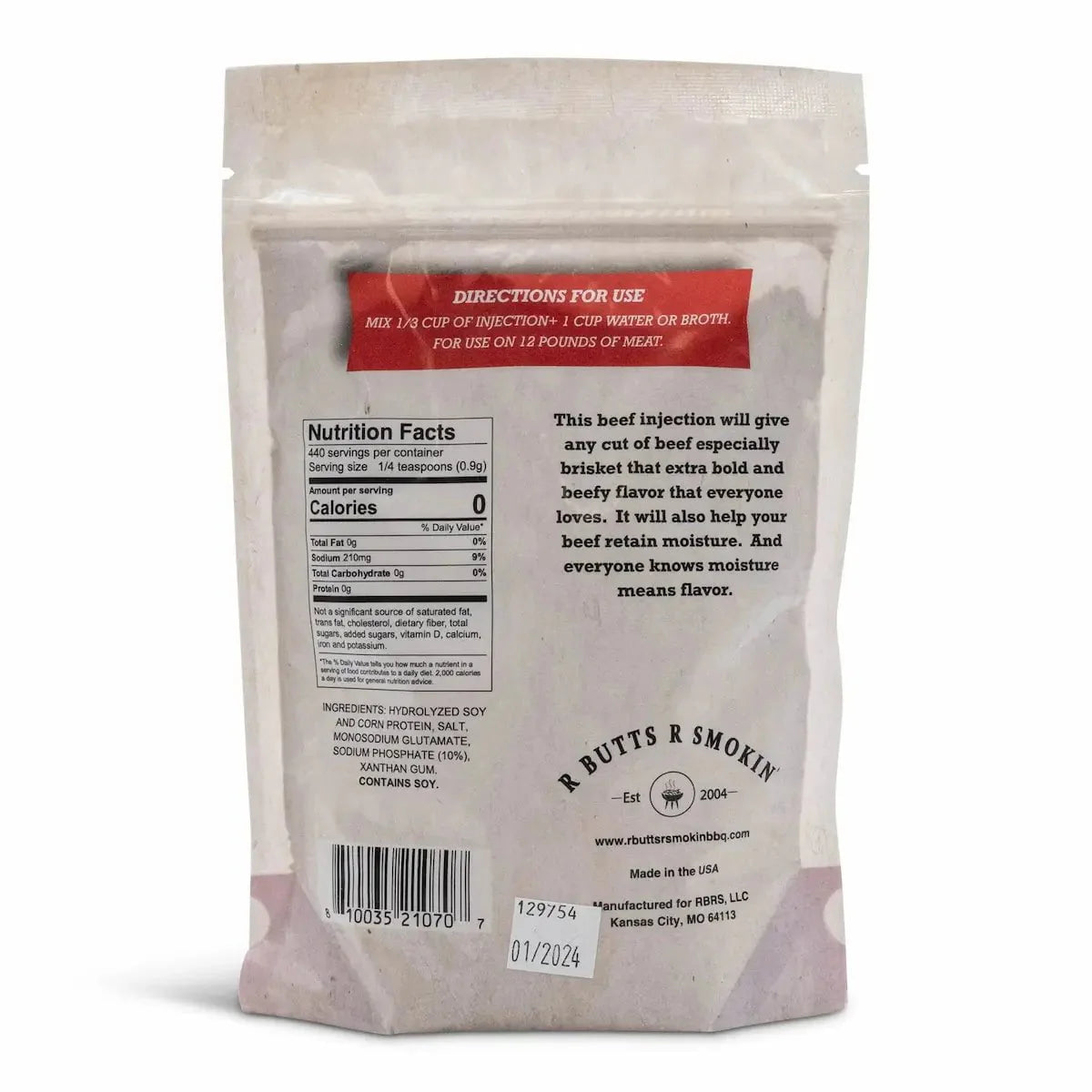 R Butts R Smokin' Double B Beef Injection 14 oz Bag