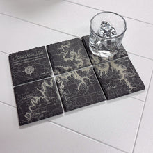 Load image into Gallery viewer, Fire &amp; Pine 6 Pack Slate/Square Coasters 4&quot; X 4&quot; (Etched Table Rock Lake)
