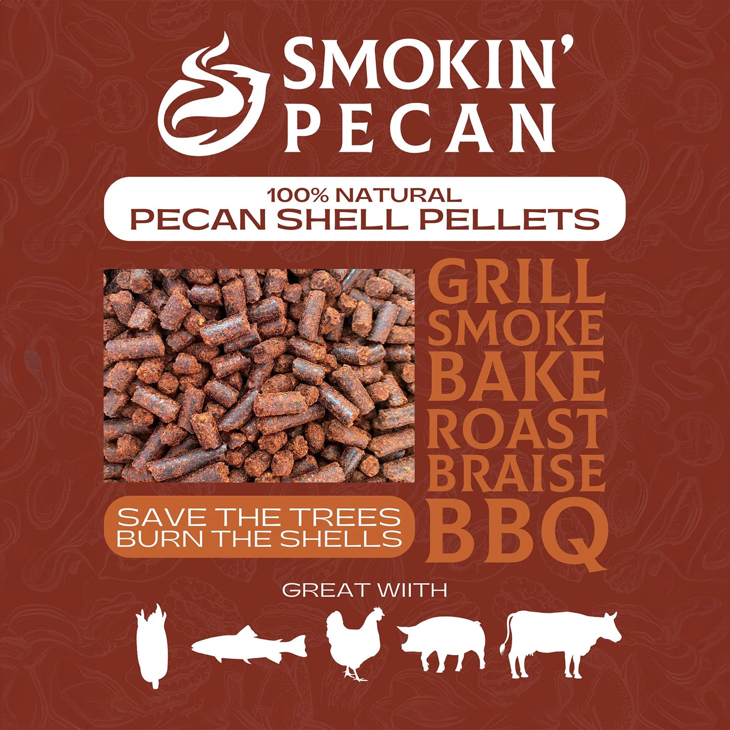 Smokin' Pecan 100% Natural Pecan Shell Pellets (10lb Box)